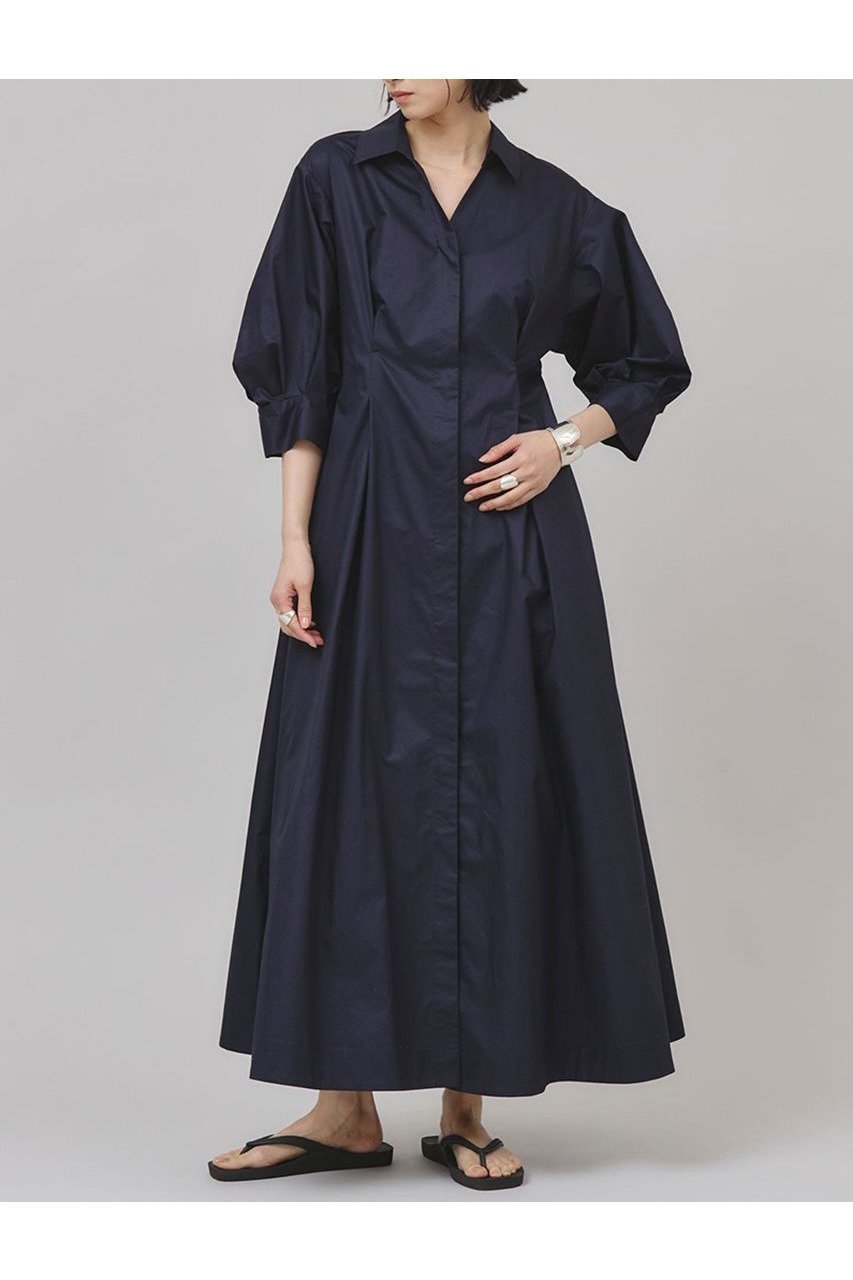【カレンソロジー/Curensology】のタックシャツワンピース インテリア・キッズ・メンズ・レディースファッション・服の通販 founy(ファニー) 　ファッション　Fashion　レディースファッション　WOMEN　ワンピース　Dress　シャツワンピース　Shirt Dresses　チュニック　Tunic　サンダル　Sandals　シェイプ　Shape　チュニック　Tunic　ロング　Long　NEW・新作・新着・新入荷　New Arrivals　ネイビー|ID: prp329100004573031 ipo3291000000032363437