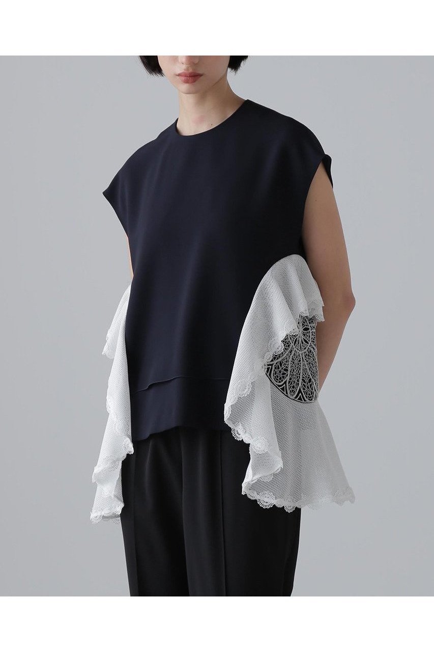 【アドーア/ADORE】のクロシェドッキングブラウス 人気、トレンドファッション・服の通販 founy(ファニー) 　ファッション　Fashion　レディースファッション　WOMEN　トップス・カットソー　Tops/Tshirt　キャミソール / ノースリーブ　No Sleeves　シャツ/ブラウス　Shirts/Blouses　セットアップ　Set Up　ノースリーブ　No Sleeve　ラッフル　Raffle　NEW・新作・新着・新入荷　New Arrivals　other-2|ID: prp329100004573061 ipo3291000000032363863