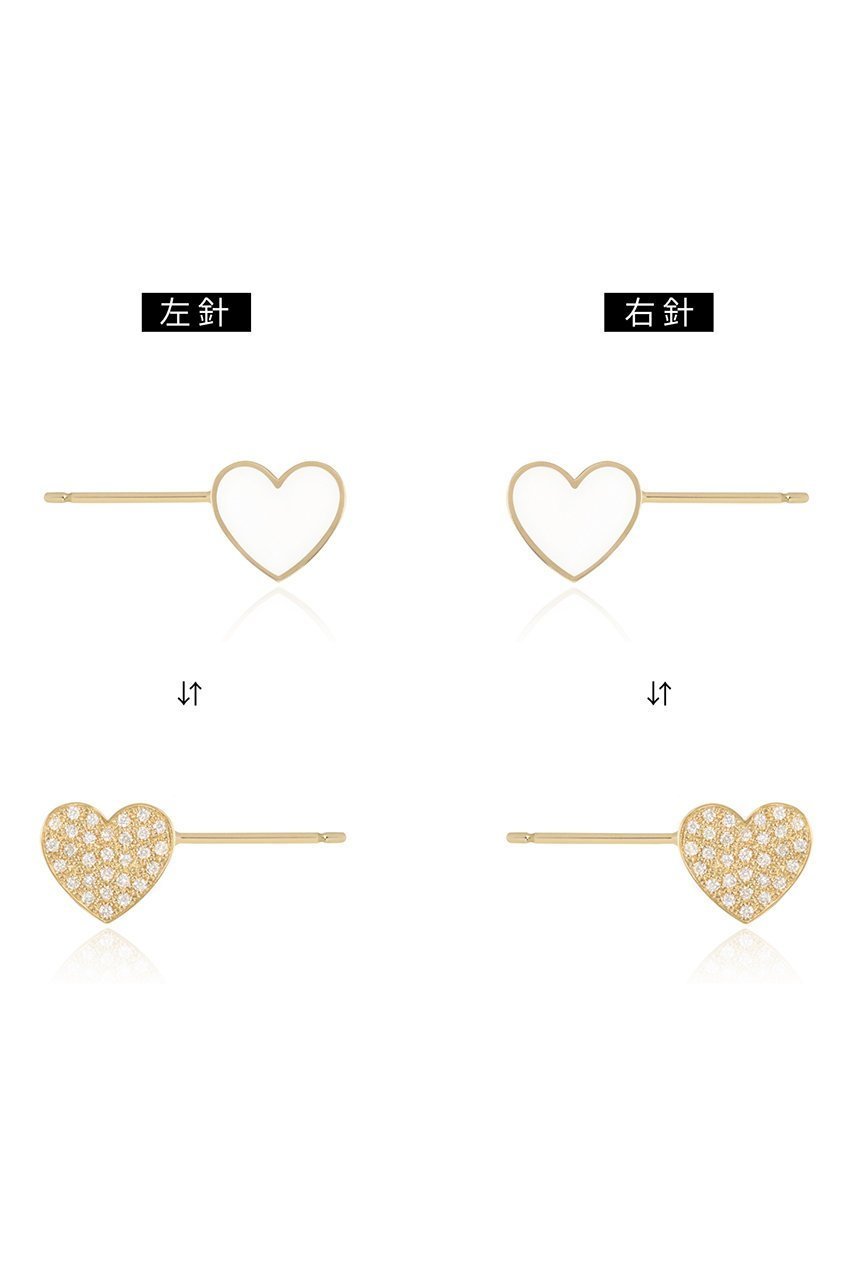 【ビジュードエム/Bijou de M】の【受注生産】リバーシブルハートピアス(片耳用) 人気、トレンドファッション・服の通販 founy(ファニー) 　ファッション　Fashion　レディースファッション　Fashion for Women　ジュエリー　Jewelry　ファッションリング　Fashion Rings　イヤリング・フープ・ドロップタイプ　Hoop, Drop & Clip Earrings　おすすめ　Recommended / Our Picks　アシンメトリー　Asymmetrical Style　イヤリング　Earrings　ダイヤモンド　Diamond, Brilliant Cut　片耳　One-Ear, Single Earring　other-4|ID: prp329100004573893 ipo3291000000035340653