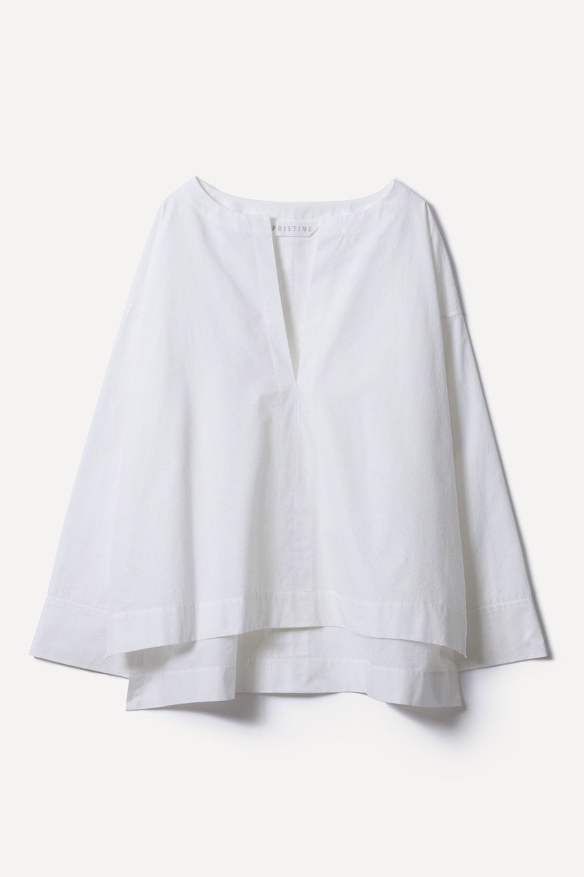 【プリスティン/PRISTINE】のポプリンノーカラーシャツ 人気、トレンドファッション・服の通販 founy(ファニー) 　ファッション　Fashion　レディースファッション　WOMEN　トップス・カットソー　Tops/Tshirt　シャツ/ブラウス　Shirts/Blouses　ロング / Tシャツ　T-Shirts　カットソー　Cut and Sewn　スリット　Slit　スリーブ　Sleeve　フロント　Front　リラックス　Relax　ロング　Long　人気　Popularity　夏　Summer　NEW・新作・新着・新入荷　New Arrivals　春　Spring　S/S・春夏　Ss・Spring/Summer　 other-1|ID: prp329100004573922 ipo3291000000032376445