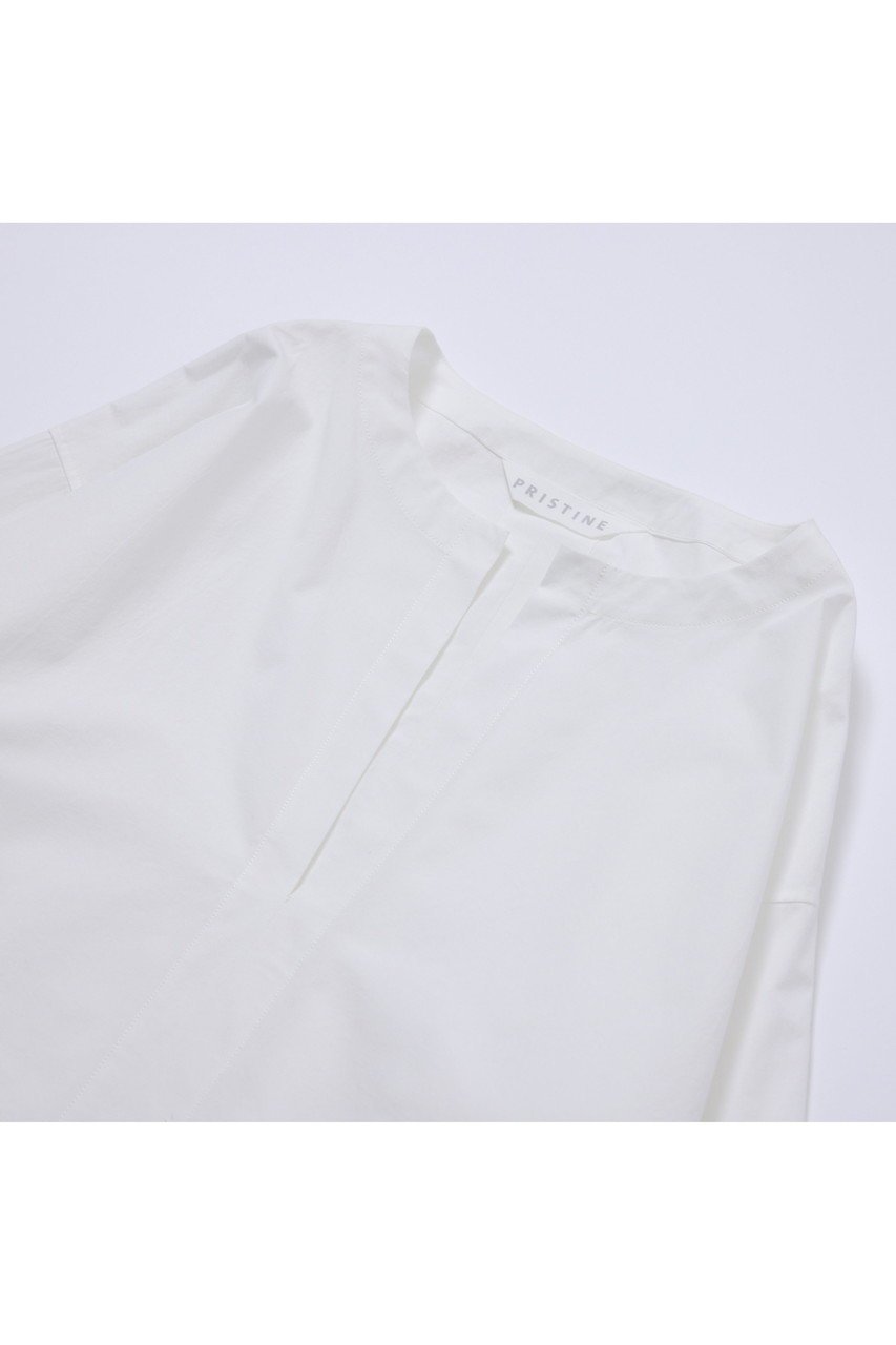 【プリスティン/PRISTINE】のポプリンノーカラーシャツ 人気、トレンドファッション・服の通販 founy(ファニー) 　ファッション　Fashion　レディースファッション　WOMEN　トップス・カットソー　Tops/Tshirt　シャツ/ブラウス　Shirts/Blouses　ロング / Tシャツ　T-Shirts　カットソー　Cut and Sewn　スリット　Slit　スリーブ　Sleeve　フロント　Front　リラックス　Relax　ロング　Long　人気　Popularity　夏　Summer　NEW・新作・新着・新入荷　New Arrivals　春　Spring　S/S・春夏　Ss・Spring/Summer　other-2|ID: prp329100004573922 ipo3291000000032376447