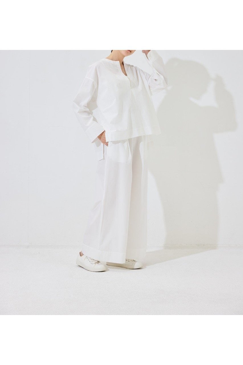 【プリスティン/PRISTINE】のポプリンノーカラーシャツ 人気、トレンドファッション・服の通販 founy(ファニー) 　ファッション　Fashion　レディースファッション　WOMEN　トップス・カットソー　Tops/Tshirt　シャツ/ブラウス　Shirts/Blouses　ロング / Tシャツ　T-Shirts　カットソー　Cut and Sewn　スリット　Slit　スリーブ　Sleeve　フロント　Front　リラックス　Relax　ロング　Long　人気　Popularity　夏　Summer　NEW・新作・新着・新入荷　New Arrivals　春　Spring　S/S・春夏　Ss・Spring/Summer　other-7|ID: prp329100004573922 ipo3291000000032376452