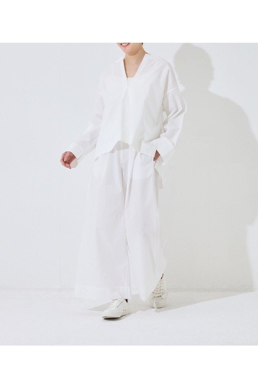 【プリスティン/PRISTINE】のポプリンノーカラーシャツ 人気、トレンドファッション・服の通販 founy(ファニー) 　ファッション　Fashion　レディースファッション　WOMEN　トップス・カットソー　Tops/Tshirt　シャツ/ブラウス　Shirts/Blouses　ロング / Tシャツ　T-Shirts　カットソー　Cut and Sewn　スリット　Slit　スリーブ　Sleeve　フロント　Front　リラックス　Relax　ロング　Long　人気　Popularity　夏　Summer　NEW・新作・新着・新入荷　New Arrivals　春　Spring　S/S・春夏　Ss・Spring/Summer　other-8|ID: prp329100004573922 ipo3291000000032376453