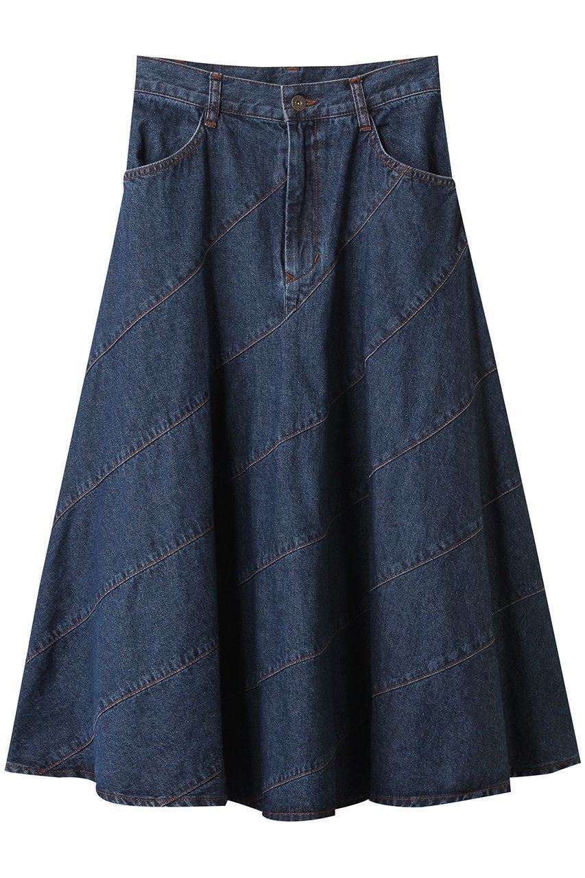 【ミュベール/MUVEIL】のリボンバイアスデニムスカート インテリア・キッズ・メンズ・レディースファッション・服の通販 founy(ファニー) 　ファッション　Fashion　レディースファッション　WOMEN　スカート　Skirt　デニムスカート　Denim Skirts　2025年　2025　クロップド　Cropped　デニム　Denim　フレア　Flare　ポケット　Pocket　リボン　Ribbon　A/W・秋冬　Aw・Autumn/Winter・Fw・Fall-Winter　ネイビー|ID: prp329100004574850 ipo3291000000032387312