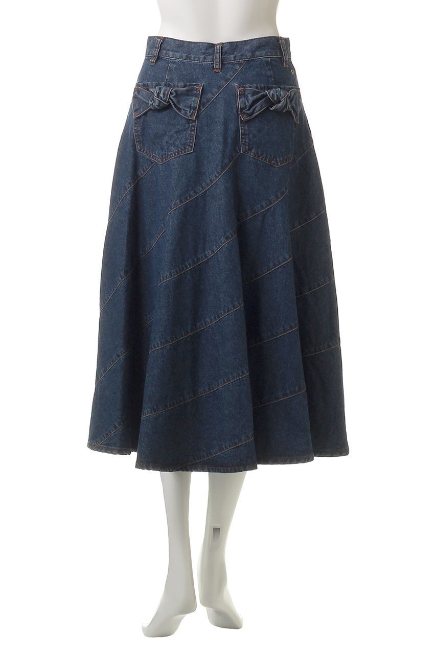 【ミュベール/MUVEIL】のリボンバイアスデニムスカート 人気、トレンドファッション・服の通販 founy(ファニー) 　ファッション　Fashion　レディースファッション　WOMEN　スカート　Skirt　デニムスカート　Denim Skirts　2025年　2025　クロップド　Cropped　デニム　Denim　フレア　Flare　ポケット　Pocket　リボン　Ribbon　A/W・秋冬　Aw・Autumn/Winter・Fw・Fall-Winter　other-4|ID: prp329100004574850 ipo3291000000032387315