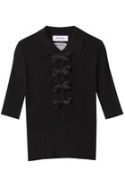 【ミュベール/MUVEIL】のリボン付きポロプルオーバー 人気、トレンドファッション・服の通販 founy(ファニー) ファッション Fashion レディースファッション Fashion for Women トップス・カットソー Cut & Sew Tops ニット Knit Tops & Sweaters カジュアルプルオーバー・ニットトップス Pullovers & Knit Tops / Casual Pullovers コンパクト Compact, Small Size サテン Satin, Glossy Fabric ハンド Hand, Handmade フロント Front, Front Design ボトム Bottoms, Lower Wear リボン Ribbon, Bow ワイドリブ Wide Rib, Wide Ribbed Knit thumbnail ブラック|ID: prp329100004575712 ipo3291000000035340787