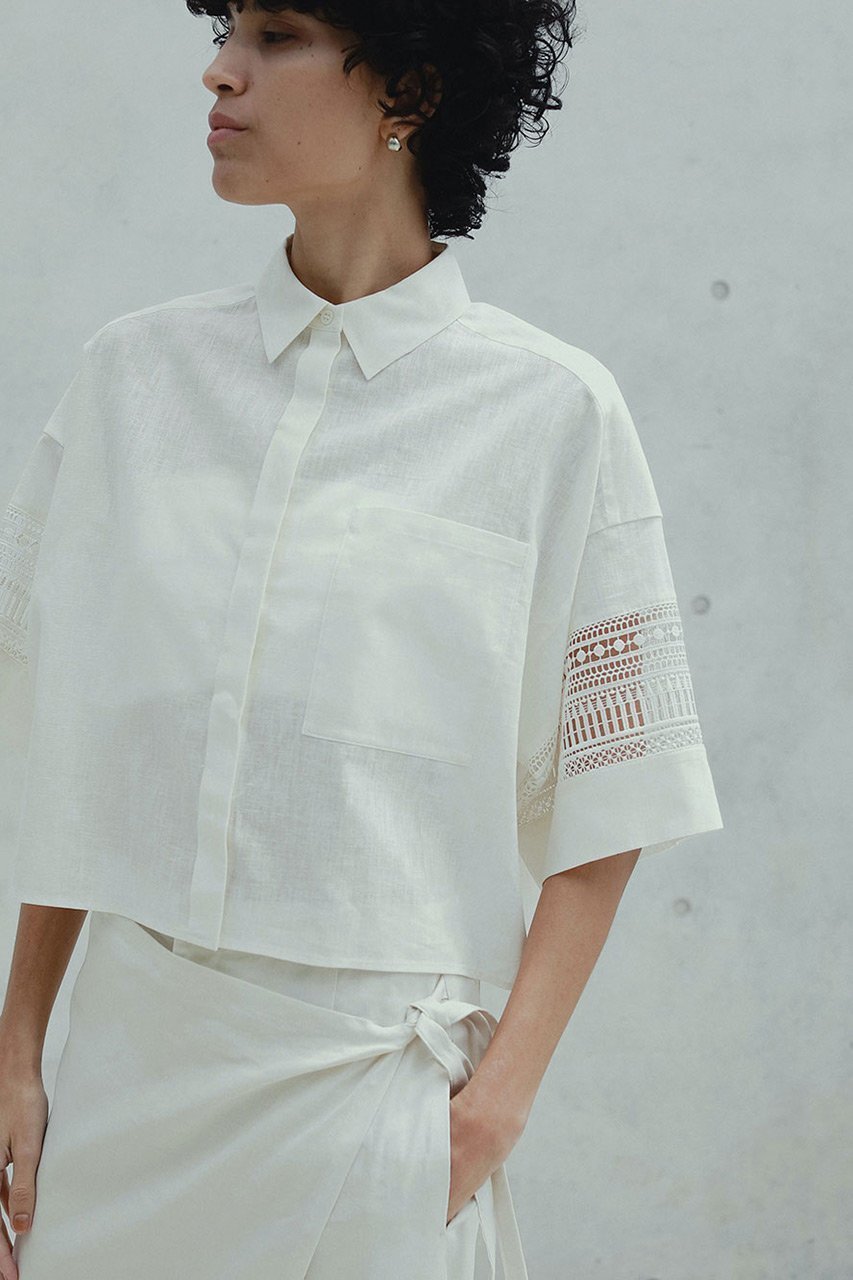 【ハー/HER.】のレースコンビショートシャツ 人気、トレンドファッション・服の通販 founy(ファニー) ファッション Fashion レディースファッション Fashion for Women トップス・カットソー Cut & Sew Tops シャツ・ブラウス・オフィスカジュアル Elegant Blouses & Button-Ups ショート Short, Short Length スリーブ Sleeve, Long Sleeve / Short Sleeve リネン Linen, Linen Fabric レース Lace, Lace Fabric ワイド Wide, Wide Fit other-7|ID: prp329100004575717 ipo3291000000035281329