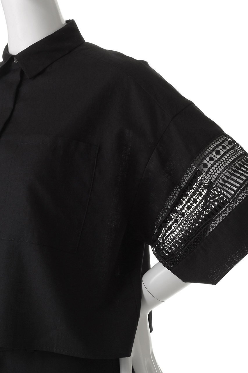 【ハー/HER.】のレースコンビショートシャツ 人気、トレンドファッション・服の通販 founy(ファニー) 　ファッション　Fashion　レディースファッション　Fashion for Women　トップス・カットソー　Cut & Sew Tops　シャツ・ブラウス・オフィスカジュアル　Elegant Blouses & Button-Ups　ショート　Short, Short Length　スリーブ　Sleeve, Long Sleeve / Short Sleeve　リネン　Linen, Linen Fabric　レース　Lace, Lace Fabric　ワイド　Wide, Wide Fit　other-5|ID: prp329100004575717 ipo3291000000036201206