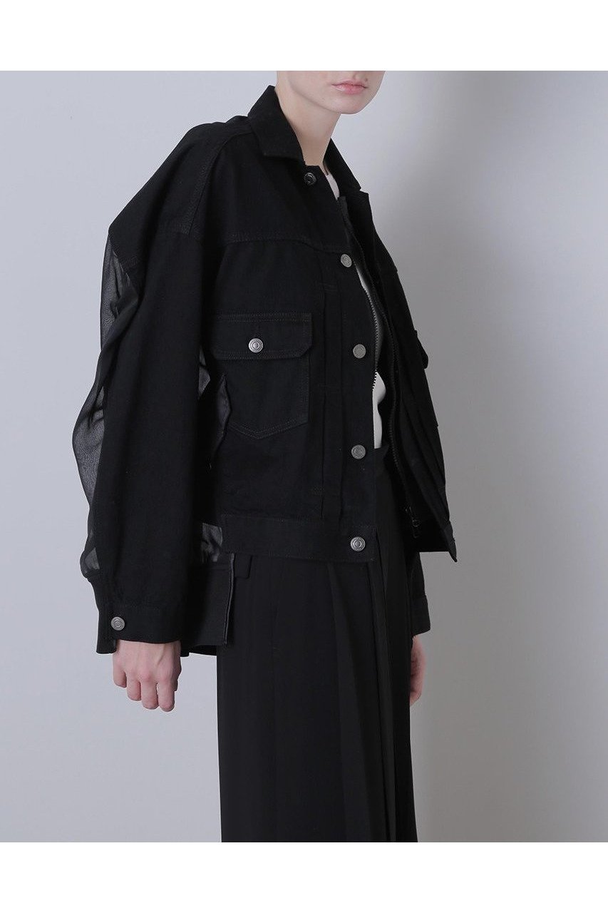 【ヒューエルミュージアム/hueLe Museum】の【STUMBLY】Denim Orgadany Combi Jacket インテリア・キッズ・メンズ・レディースファッション・服の通販 founy(ファニー) 　ファッション　Fashion　レディースファッション　WOMEN　アウター　Coat Outerwear　ジャケット　Jackets　オーガンジー　Organdy　ジャケット　Jacket　デニム　Denim　ドッキング　Docking　バランス　Balance　ブルゾン　Blouson　リメイク　Remake　人気　Popularity　今季　This Season　定番　Standard　NEW・新作・新着・新入荷　New Arrivals　ブラック|ID: prp329100004576612 ipo3291000000032412452