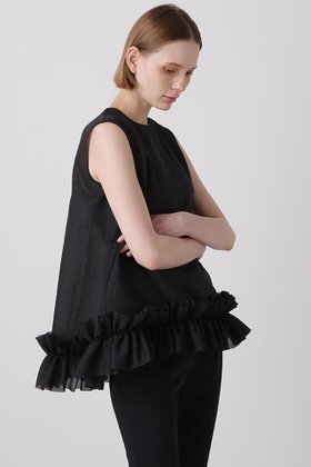 【ヒューエルミュージアム/hueLe Museum】の【hLM】シルキーオーガンジーブラウス 人気、トレンドファッション・服の通販 founy(ファニー) ファッション Fashion レディースファッション Fashion for Women トップス・カットソー Cut & Sew Tops キャミソール&ノースリーブ Camisoles & Sleeveless Tops シャツ・ブラウス・オフィスカジュアル Elegant Blouses & Button-Ups オーガンジー Organza Fabric ギャザー Gathered, Ruffled シアー Sheer, See-Through シルク Silk, 100% Silk シンプル Simple, Minimal ノースリーブ Sleeveless, No-Sleeve エレガント 上品 Elegant 軽量 Lightweight, Ultra Light |ID:prp329100004576629