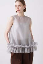 【ヒューエルミュージアム/hueLe Museum】の【hLM】シルキーオーガンジーブラウス 人気、トレンドファッション・服の通販 founy(ファニー) ファッション Fashion レディースファッション Fashion for Women トップス・カットソー Cut & Sew Tops キャミソール&ノースリーブ Camisoles & Sleeveless Tops シャツ・ブラウス・オフィスカジュアル Elegant Blouses & Button-Ups オーガンジー Organza Fabric ギャザー Gathered, Ruffled シアー Sheer, See-Through シルク Silk, 100% Silk シンプル Simple, Minimal ノースリーブ Sleeveless, No-Sleeve エレガント 上品 Elegant 軽量 Lightweight, Ultra Light thumbnail グレー|ID: prp329100004576629 ipo3291000000036393575