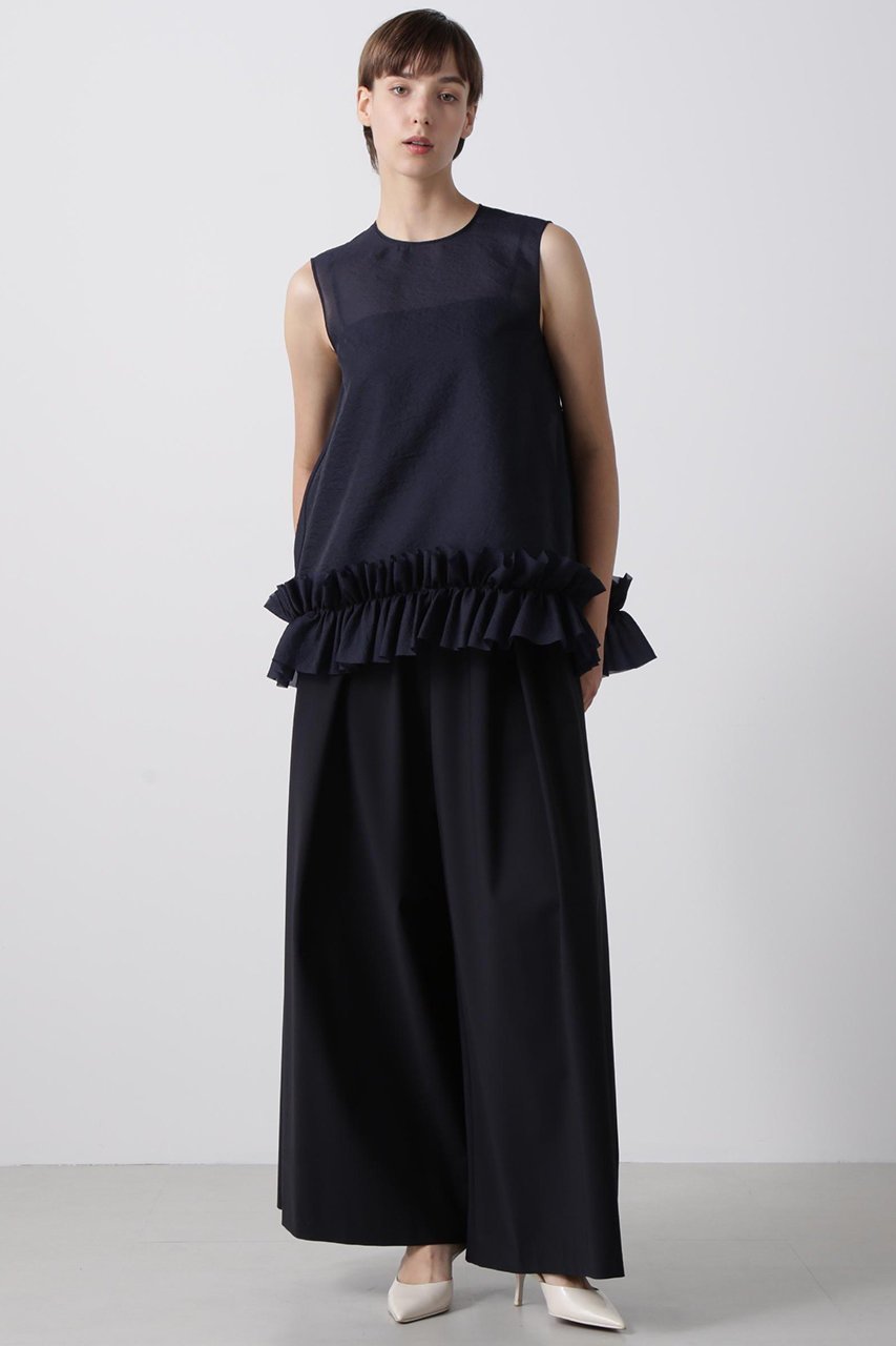 【ヒューエルミュージアム/hueLe Museum】の【hLM】シルキーオーガンジーブラウス 人気、トレンドファッション・服の通販 founy(ファニー) 　ファッション　Fashion　レディースファッション　Fashion for Women　トップス・カットソー　Cut & Sew Tops　キャミソール&ノースリーブ　Camisoles & Sleeveless Tops　シャツ・ブラウス・オフィスカジュアル　Elegant Blouses & Button-Ups　オーガンジー　Organza Fabric　ギャザー　Gathered, Ruffled　シアー　Sheer, See-Through　シルク　Silk, 100% Silk　シンプル　Simple, Minimal　ノースリーブ　Sleeveless, No-Sleeve　エレガント 上品　Elegant　軽量　Lightweight, Ultra Light　other-3|ID: prp329100004576629 ipo3291000000036393578