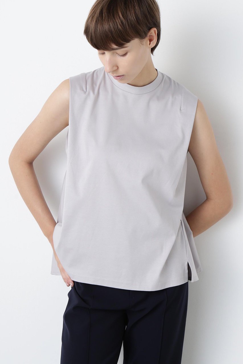 【ヒューエルミュージアム/hueLe Museum】の【STUMBLY】Back Peplum Jersey インテリア・キッズ・メンズ・レディースファッション・服の通販 founy(ファニー) 　ファッション　Fashion　レディースファッション　Fashion for Women　トップス・カットソー　Cut & Sew Tops　キャミソール&ノースリーブ　Camisoles & Sleeveless Tops　シャツ・ブラウス・オフィスカジュアル　Elegant Blouses & Button-Ups　ロングTシャツ・Tシャツ　Longline T-Shirts & Tees　カットソー・ベーシックTシャツ　Cut-and-Sewn Tops / Stretch Tees & Basics　キャミソール　Camisole, Spaghetti Strap Top　タンク　Tank Top, Sleeveless Top　ノースリーブ　Sleeveless, No-Sleeve　ペプラム　Peplum, Flared Hem　人気　Popular, Best Seller　夏　Summer　定番　Standard, Basic Item　グレー|ID: prp329100004576630 ipo3291000000032967522