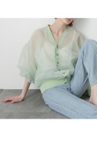 【ヒューエルミュージアム/hueLe Museum】の【STUMBLY】Tulle Organdy Cardigan Blouse ライトグリーン|ID:prp329100004576633