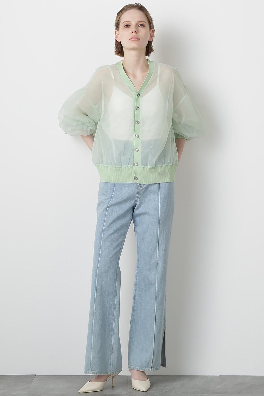 【ヒューエルミュージアム/hueLe Museum】の【STUMBLY】Tulle Organdy Cardigan Blouse 人気、トレンドファッション・服の通販 founy(ファニー) 　ファッション　Fashion　レディースファッション　Fashion for Women　トップス・カットソー　Cut & Sew Tops　カーディガン・羽織り　Layered Style Cardigans　シャツ・ブラウス・オフィスカジュアル　Elegant Blouses & Button-Ups　オーガンジー　Organza Fabric　カーディガン　Cardigan, Knitwear　ギャザー　Gathered, Ruffled　シンプル　Simple, Minimal　スリーブ　Sleeve, Long Sleeve / Short Sleeve　チュール　Tulip, Tulip Motif　ロング　Long, Long-Length　夏　Summer　春　Spring　S/S・春夏　SS, Spring/Summer, Warm Season　other-3|ID: prp329100004576633 ipo3291000000032812108