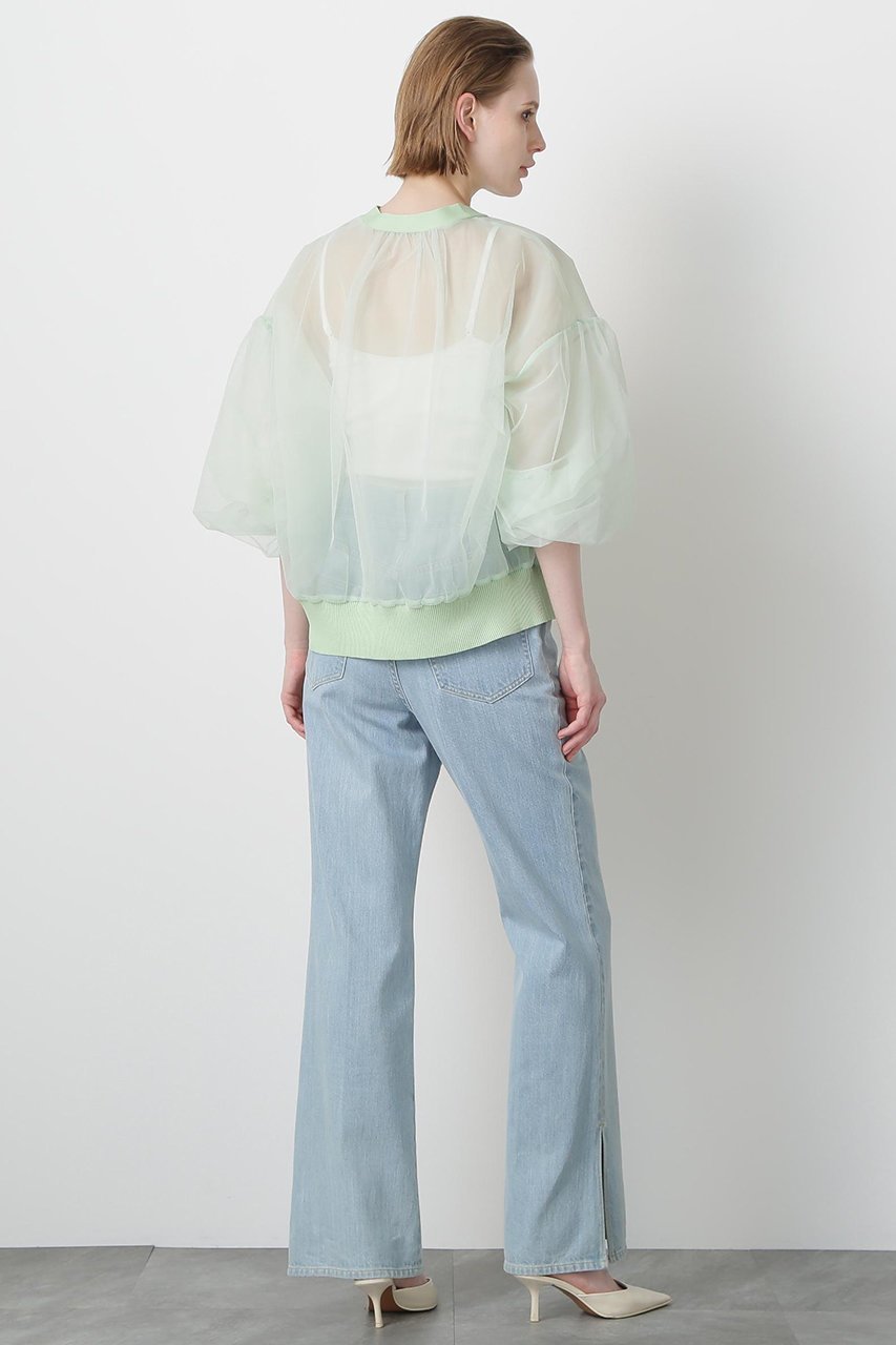 【ヒューエルミュージアム/hueLe Museum】の【STUMBLY】Tulle Organdy Cardigan Blouse 人気、トレンドファッション・服の通販 founy(ファニー) 　ファッション　Fashion　レディースファッション　Fashion for Women　トップス・カットソー　Cut & Sew Tops　カーディガン・羽織り　Layered Style Cardigans　シャツ・ブラウス・オフィスカジュアル　Elegant Blouses & Button-Ups　オーガンジー　Organza Fabric　カーディガン　Cardigan, Knitwear　ギャザー　Gathered, Ruffled　シンプル　Simple, Minimal　スリーブ　Sleeve, Long Sleeve / Short Sleeve　チュール　Tulip, Tulip Motif　ロング　Long, Long-Length　夏　Summer　春　Spring　S/S・春夏　SS, Spring/Summer, Warm Season　other-5|ID: prp329100004576633 ipo3291000000032812110