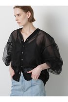 【ヒューエルミュージアム/hueLe Museum】の【STUMBLY】Tulle Organdy Cardigan Blouse ブラック|ID:prp329100004576633