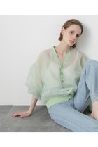 【ヒューエルミュージアム/hueLe Museum】の【STUMBLY】Tulle Organdy Cardigan Blouse 人気、トレンドファッション・服の通販 founy(ファニー) ファッション Fashion レディースファッション Fashion for Women トップス・カットソー Cut & Sew Tops カーディガン・羽織り Layered Style Cardigans シャツ・ブラウス・オフィスカジュアル Elegant Blouses & Button-Ups オーガンジー Organza Fabric カーディガン Cardigan, Knitwear ギャザー Gathered, Ruffled シンプル Simple, Minimal スリーブ Sleeve, Long Sleeve / Short Sleeve チュール Tulip, Tulip Motif ロング Long, Long-Length 夏 Summer 春 Spring S/S・春夏 SS, Spring/Summer, Warm Season thumbnail ライトグリーン|ID: prp329100004576633 ipo3291000000036393582