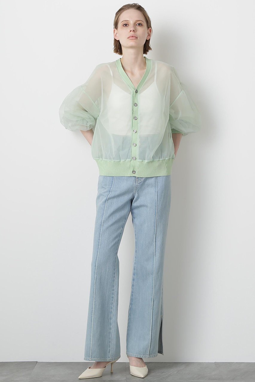 【ヒューエルミュージアム/hueLe Museum】の【STUMBLY】Tulle Organdy Cardigan Blouse 人気、トレンドファッション・服の通販 founy(ファニー) 　ファッション　Fashion　レディースファッション　Fashion for Women　トップス・カットソー　Cut & Sew Tops　カーディガン・羽織り　Layered Style Cardigans　シャツ・ブラウス・オフィスカジュアル　Elegant Blouses & Button-Ups　オーガンジー　Organza Fabric　カーディガン　Cardigan, Knitwear　ギャザー　Gathered, Ruffled　シンプル　Simple, Minimal　スリーブ　Sleeve, Long Sleeve / Short Sleeve　チュール　Tulip, Tulip Motif　ロング　Long, Long-Length　夏　Summer　春　Spring　S/S・春夏　SS, Spring/Summer, Warm Season　other-3|ID: prp329100004576633 ipo3291000000036393584