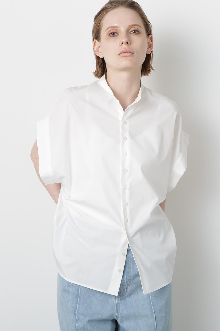 【ヒューエルミュージアム/hueLe Museum】の【STUMBLY】Big Cuff Blouse 人気、トレンドファッション・服の通販 founy(ファニー) 　ファッション　Fashion　レディースファッション　Fashion for Women　トップス・カットソー　Cut & Sew Tops　シャツ・ブラウス・オフィスカジュアル　Elegant Blouses & Button-Ups　クール　Cool, Chic　ショート　Short, Short Length　スリーブ　Sleeve, Long Sleeve / Short Sleeve　タイプライター　Typewriter Fabric, Crisp Cotton　フロント　Front, Front Design　エレガント 上品　Elegant　 other-1|ID: prp329100004576635 ipo3291000000032812114