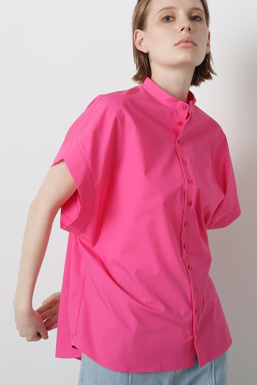 【ヒューエルミュージアム/hueLe Museum】の【STUMBLY】Big Cuff Blouse インテリア・キッズ・メンズ・レディースファッション・服の通販 founy(ファニー) 　ファッション　Fashion　レディースファッション　Fashion for Women　トップス・カットソー　Cut & Sew Tops　シャツ・ブラウス・オフィスカジュアル　Elegant Blouses & Button-Ups　クール　Cool, Chic　ショート　Short, Short Length　スリーブ　Sleeve, Long Sleeve / Short Sleeve　タイプライター　Typewriter Fabric, Crisp Cotton　フロント　Front, Front Design　エレガント 上品　Elegant　ピンク|ID: prp329100004576635 ipo3291000000032812116