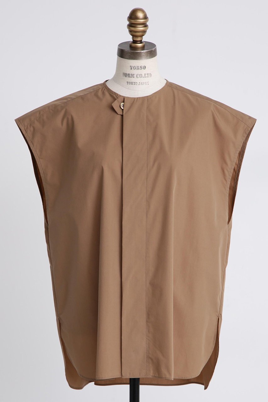 【ヒューエルミュージアム/hueLe Museum】の【STUMBLY】Roundneck Gilet Blouse 人気、トレンドファッション・服の通販 founy(ファニー) 　ファッション　Fashion　レディースファッション　Fashion for Women　アウター　Coat / Outerwear Collection　トップス・カットソー　Cut & Sew Tops　シャツ・ブラウス・オフィスカジュアル　Elegant Blouses & Button-Ups　ベスト&ジレ / 重ね着スタイル　Vests & Gilets　ショート　Short, Short Length　スリーブ　Sleeve, Long Sleeve / Short Sleeve　タフタ　Taffeta, Structured Fabric　フレンチ　French, French Style　フロント　Front, Front Design　夏　Summer　other-2|ID: prp329100004576638 ipo3291000000032812127