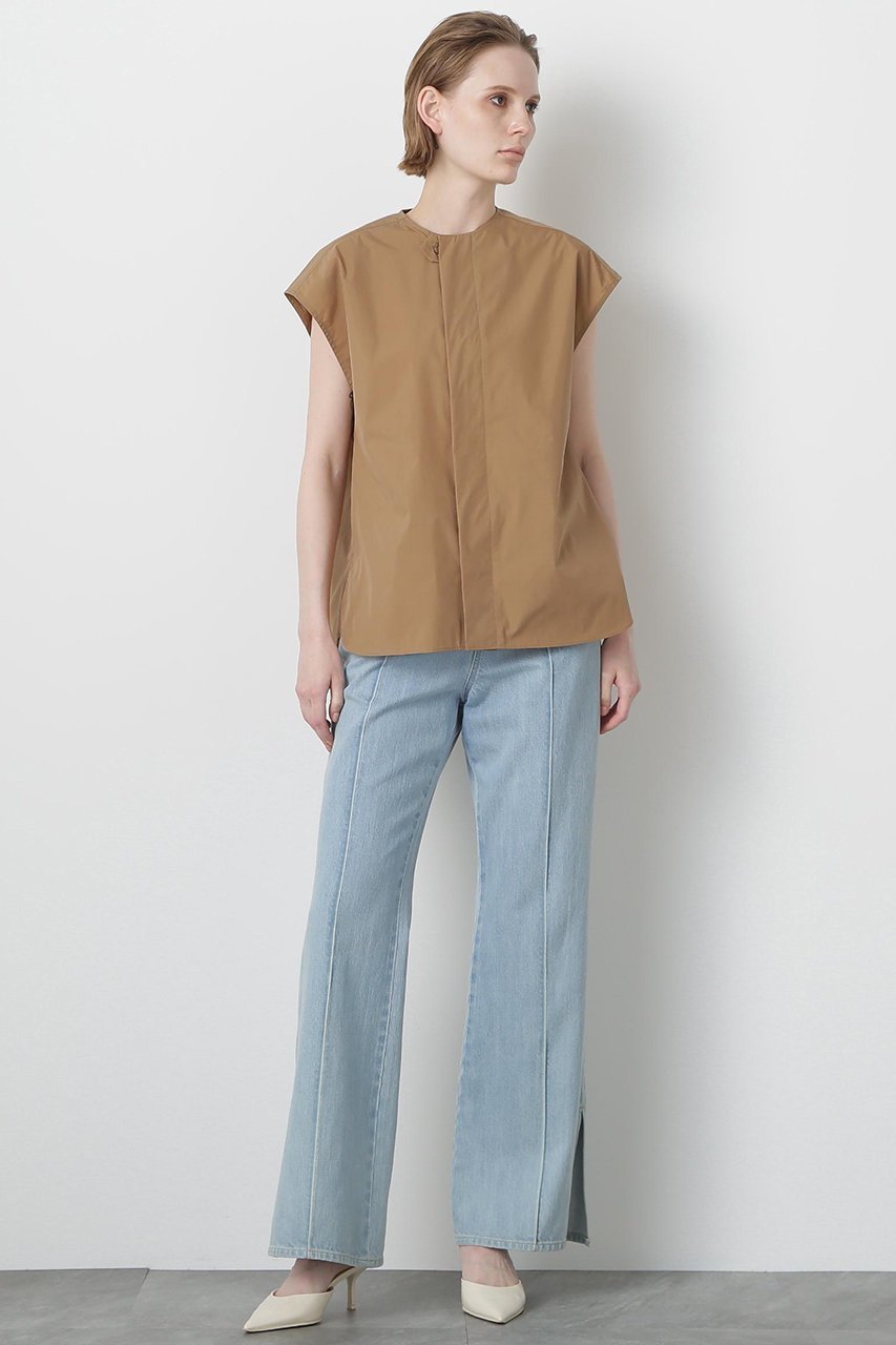 【ヒューエルミュージアム/hueLe Museum】の【STUMBLY】Roundneck Gilet Blouse 人気、トレンドファッション・服の通販 founy(ファニー) 　ファッション　Fashion　レディースファッション　Fashion for Women　アウター　Coat / Outerwear Collection　トップス・カットソー　Cut & Sew Tops　シャツ・ブラウス・オフィスカジュアル　Elegant Blouses & Button-Ups　ベスト&ジレ / 重ね着スタイル　Vests & Gilets　ショート　Short, Short Length　スリーブ　Sleeve, Long Sleeve / Short Sleeve　タフタ　Taffeta, Structured Fabric　フレンチ　French, French Style　フロント　Front, Front Design　夏　Summer　other-3|ID: prp329100004576638 ipo3291000000032812128