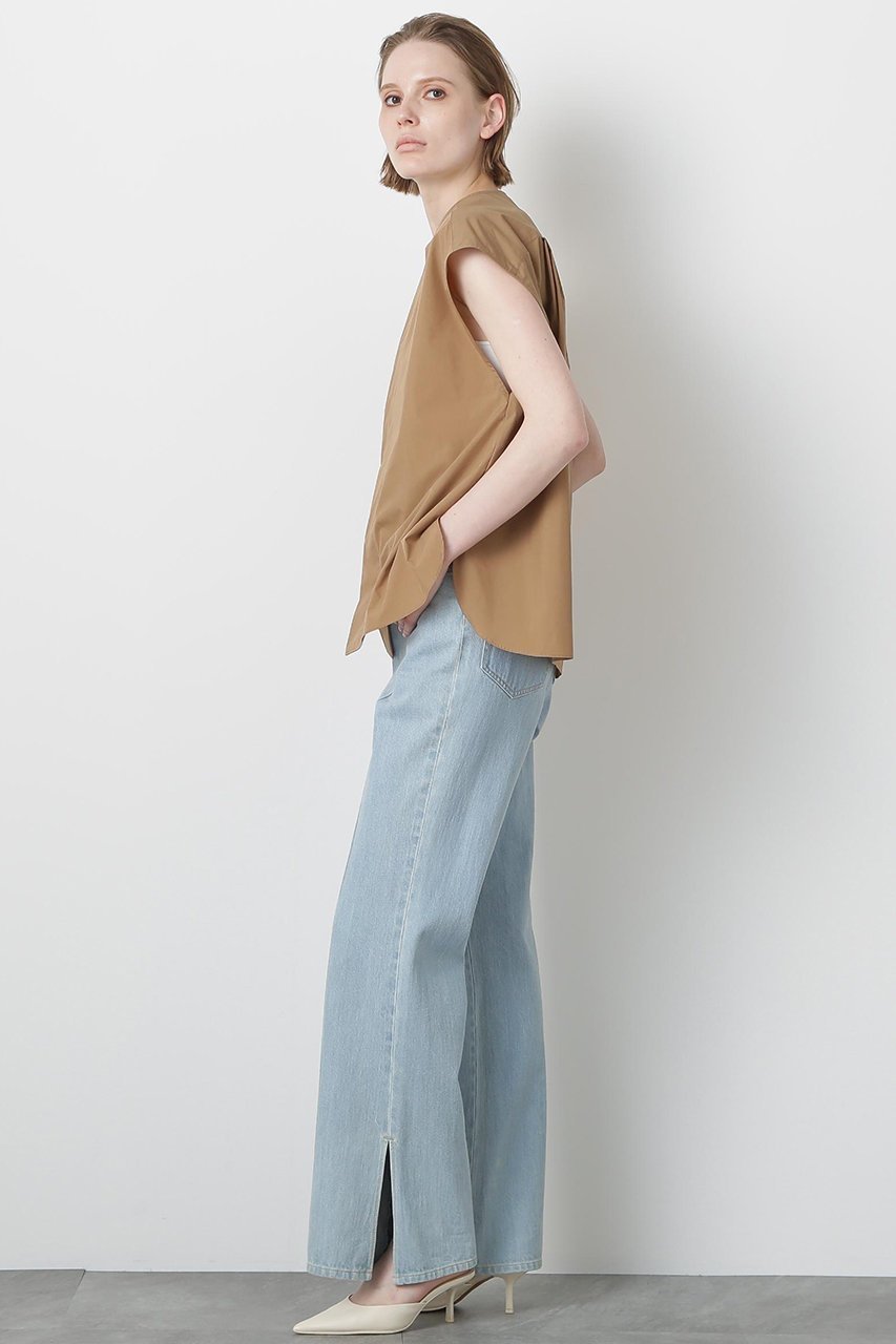 【ヒューエルミュージアム/hueLe Museum】の【STUMBLY】Roundneck Gilet Blouse 人気、トレンドファッション・服の通販 founy(ファニー) 　ファッション　Fashion　レディースファッション　Fashion for Women　アウター　Coat / Outerwear Collection　トップス・カットソー　Cut & Sew Tops　シャツ・ブラウス・オフィスカジュアル　Elegant Blouses & Button-Ups　ベスト&ジレ / 重ね着スタイル　Vests & Gilets　ショート　Short, Short Length　スリーブ　Sleeve, Long Sleeve / Short Sleeve　タフタ　Taffeta, Structured Fabric　フレンチ　French, French Style　フロント　Front, Front Design　夏　Summer　other-4|ID: prp329100004576638 ipo3291000000032812129