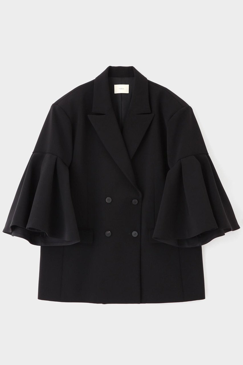 【ル フィル/LE PHIL】のコンフォートダブルクロスフレア袖ジャケット インテリア・キッズ・メンズ・レディースファッション・服の通販 founy(ファニー) 　ファッション　Fashion　レディースファッション　Fashion for Women　アウター　Coat / Outerwear Collection　レディースジャケット・軽アウター　Jackets　ジャケット　Jacket, Outerwear　ダブル　Double, Double-Breasted　フレア　Flare, Flared　ロング　Long, Long-Length　エレガント 上品　Elegant　今季　This Season, Current Season　ブラック|ID: prp329100004576643 ipo3291000000035470486