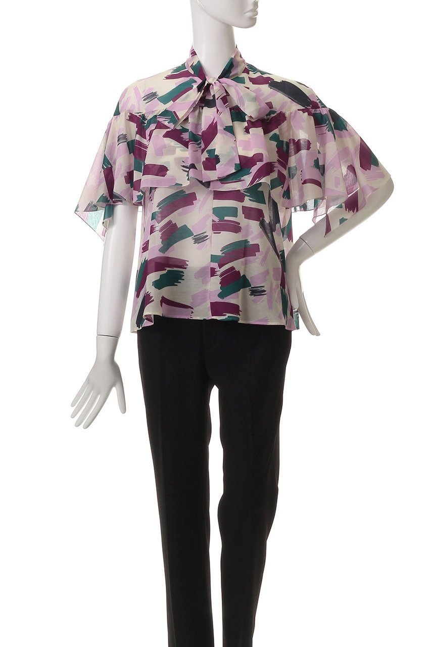 【アルアバイル/allureville】の【Loulou Willoughby】ブラッシュPTブラウス 人気、トレンドファッション・服の通販 founy(ファニー) 　ファッション　Fashion　レディースファッション　WOMEN　トップス・カットソー　Tops/Tshirt　シャツ/ブラウス　Shirts/Blouses　2025年　2025　ショート　Short　スリーブ　Sleeve　バランス　Balance　フリル　Frills　プリント　Print　ボトム　Bottom　A/W・秋冬　Aw・Autumn/Winter・Fw・Fall-Winter　other-2|ID: prp329100004576660 ipo3291000000032412837