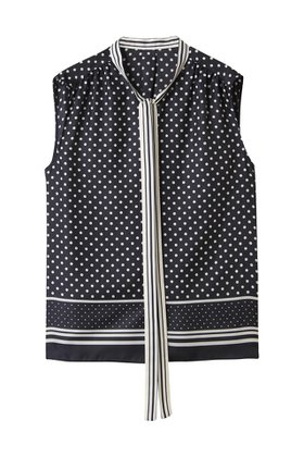 【アルアバイル/allureville】のパネルドットプリントボウタイブラウス 人気、トレンドファッション・服の通販 founy(ファニー) ファッション Fashion レディースファッション Fashion for Women トップス・カットソー Cut & Sew Tops キャミソール&ノースリーブ Camisoles & Sleeveless Tops シャツ・ブラウス・オフィスカジュアル Elegant Blouses & Button-Ups おすすめ Recommended / Our Picks ストライプ Stripe, Striped Pattern セットアップ Set-Up, Coordinated Outfit ドット Polka Dot, Dot Pattern ノースリーブ Sleeveless, No-Sleeve 夏 Summer |ID:prp329100004576663