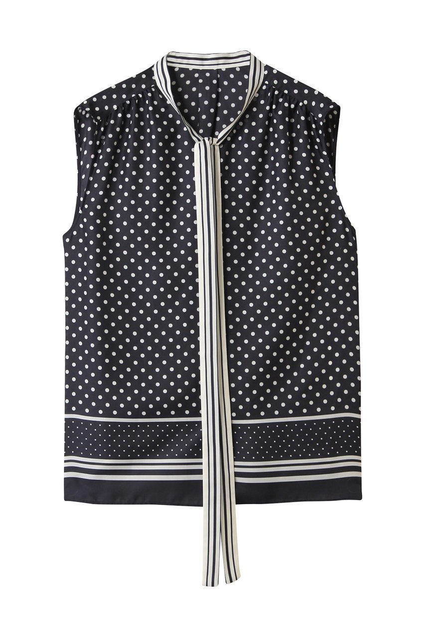 【アルアバイル/allureville】のパネルドットプリントボウタイブラウス 人気、トレンドファッション・服の通販 founy(ファニー) 　ファッション　Fashion　レディースファッション　Fashion for Women　トップス・カットソー　Cut & Sew Tops　キャミソール&ノースリーブ　Camisoles & Sleeveless Tops　シャツ・ブラウス・オフィスカジュアル　Elegant Blouses & Button-Ups　おすすめ　Recommended / Our Picks　ストライプ　Stripe, Striped Pattern　セットアップ　Set-Up, Coordinated Outfit　ドット　Polka Dot, Dot Pattern　ノースリーブ　Sleeveless, No-Sleeve　夏　Summer　 other-1|ID: prp329100004576663 ipo3291000000035661267