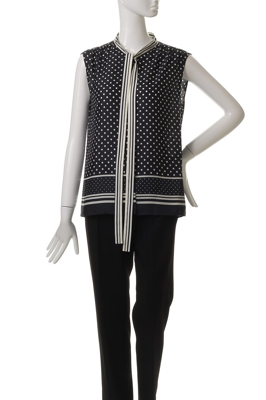 【アルアバイル/allureville】のパネルドットプリントボウタイブラウス 人気、トレンドファッション・服の通販 founy(ファニー) 　ファッション　Fashion　レディースファッション　Fashion for Women　トップス・カットソー　Cut & Sew Tops　キャミソール&ノースリーブ　Camisoles & Sleeveless Tops　シャツ・ブラウス・オフィスカジュアル　Elegant Blouses & Button-Ups　おすすめ　Recommended / Our Picks　ストライプ　Stripe, Striped Pattern　セットアップ　Set-Up, Coordinated Outfit　ドット　Polka Dot, Dot Pattern　ノースリーブ　Sleeveless, No-Sleeve　夏　Summer　other-2|ID: prp329100004576663 ipo3291000000035661275