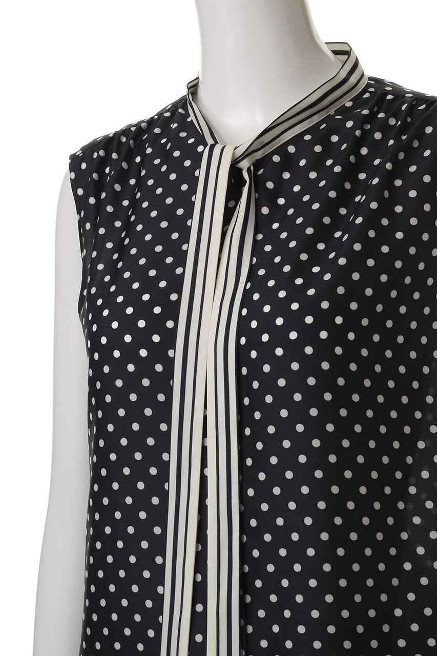 【アルアバイル/allureville】のパネルドットプリントボウタイブラウス 人気、トレンドファッション・服の通販 founy(ファニー) 　ファッション　Fashion　レディースファッション　Fashion for Women　トップス・カットソー　Cut & Sew Tops　キャミソール&ノースリーブ　Camisoles & Sleeveless Tops　シャツ・ブラウス・オフィスカジュアル　Elegant Blouses & Button-Ups　おすすめ　Recommended / Our Picks　ストライプ　Stripe, Striped Pattern　セットアップ　Set-Up, Coordinated Outfit　ドット　Polka Dot, Dot Pattern　ノースリーブ　Sleeveless, No-Sleeve　夏　Summer　other-5|ID: prp329100004576663 ipo3291000000035661278