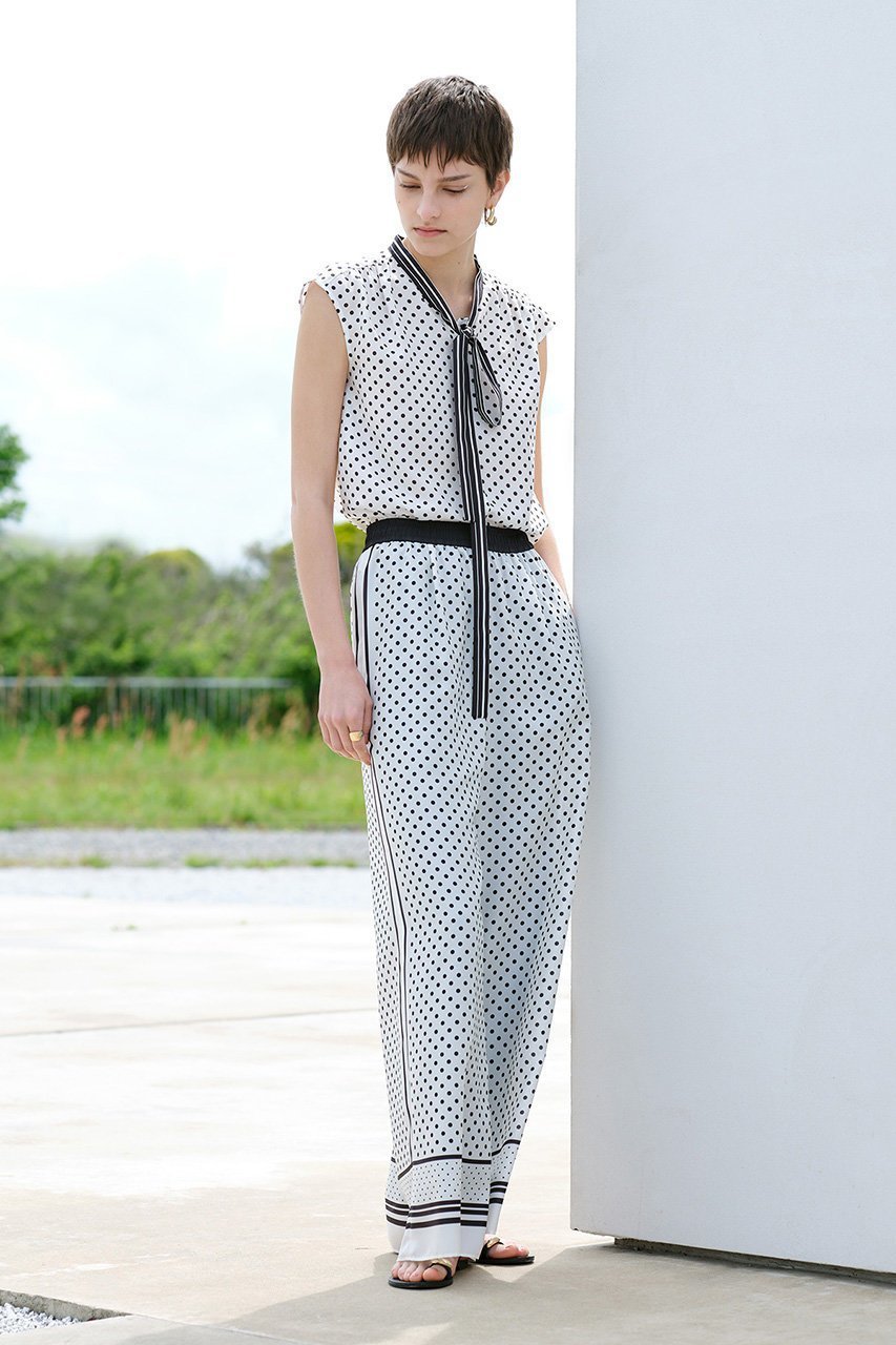 【アルアバイル/allureville】のパネルドットプリントボウタイブラウス 人気、トレンドファッション・服の通販 founy(ファニー) 　ファッション　Fashion　レディースファッション　Fashion for Women　トップス・カットソー　Cut & Sew Tops　キャミソール&ノースリーブ　Camisoles & Sleeveless Tops　シャツ・ブラウス・オフィスカジュアル　Elegant Blouses & Button-Ups　おすすめ　Recommended / Our Picks　ストライプ　Stripe, Striped Pattern　セットアップ　Set-Up, Coordinated Outfit　ドット　Polka Dot, Dot Pattern　ノースリーブ　Sleeveless, No-Sleeve　夏　Summer　other-7|ID: prp329100004576663 ipo3291000000035661280