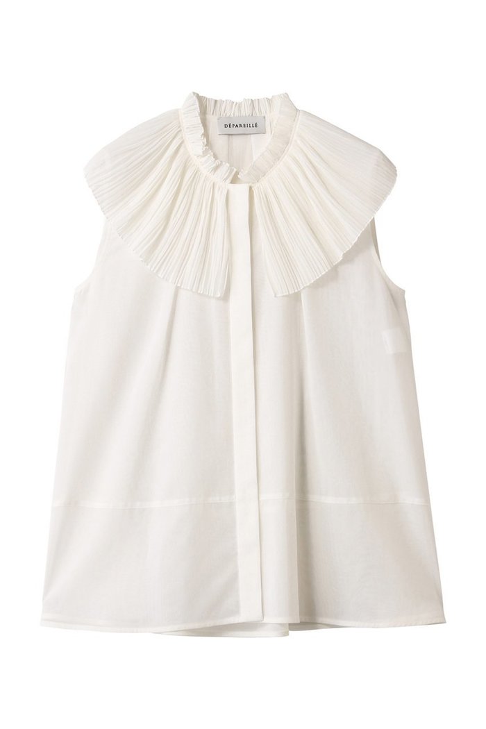 【デパリエ/DEPAREILLE】のVOILE PLEATS COLLAR ノースリーブブラウス インテリア・キッズ・メンズ・レディースファッション・服の通販 founy(ファニー) https://founy.com/ ファッション Fashion レディースファッション WOMEN トップス・カットソー Tops/Tshirt キャミソール / ノースリーブ No Sleeves シャツ/ブラウス Shirts/Blouses インナー Inner カーディガン Cardigan シアー Sheer ジャケット Jacket ノースリーブ No Sleeve プリーツ Pleats 夏 Summer NEW・新作・新着・新入荷 New Arrivals |ID: prp329100004576698 ipo3291000000032413061