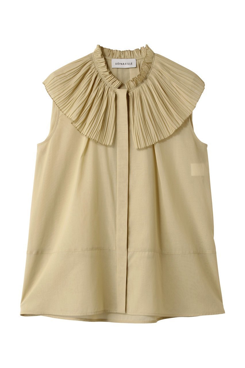 【デパリエ/DEPAREILLE】のVOILE PLEATS COLLAR ノースリーブブラウス インテリア・キッズ・メンズ・レディースファッション・服の通販 founy(ファニー) 　ファッション　Fashion　レディースファッション　WOMEN　トップス・カットソー　Tops/Tshirt　キャミソール / ノースリーブ　No Sleeves　シャツ/ブラウス　Shirts/Blouses　インナー　Inner　カーディガン　Cardigan　シアー　Sheer　ジャケット　Jacket　ノースリーブ　No Sleeve　プリーツ　Pleats　夏　Summer　NEW・新作・新着・新入荷　New Arrivals　イエロー|ID: prp329100004576698 ipo3291000000032413063