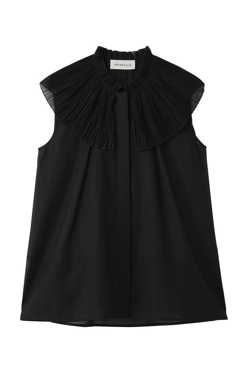 【デパリエ/DEPAREILLE】のVOILE PLEATS COLLAR ノースリーブブラウス インテリア・キッズ・メンズ・レディースファッション・服の通販 founy(ファニー) 　ファッション　Fashion　レディースファッション　WOMEN　トップス・カットソー　Tops/Tshirt　キャミソール / ノースリーブ　No Sleeves　シャツ/ブラウス　Shirts/Blouses　インナー　Inner　カーディガン　Cardigan　シアー　Sheer　ジャケット　Jacket　ノースリーブ　No Sleeve　プリーツ　Pleats　夏　Summer　NEW・新作・新着・新入荷　New Arrivals　ブラック|ID: prp329100004576698 ipo3291000000032413064