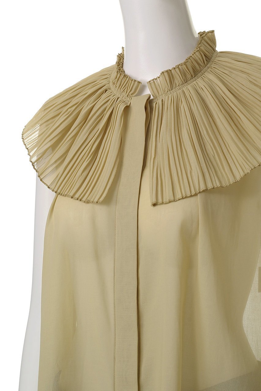 【デパリエ/DEPAREILLE】のVOILE PLEATS COLLAR ノースリーブブラウス 人気、トレンドファッション・服の通販 founy(ファニー) 　ファッション　Fashion　レディースファッション　WOMEN　トップス・カットソー　Tops/Tshirt　キャミソール / ノースリーブ　No Sleeves　シャツ/ブラウス　Shirts/Blouses　インナー　Inner　カーディガン　Cardigan　シアー　Sheer　ジャケット　Jacket　ノースリーブ　No Sleeve　プリーツ　Pleats　夏　Summer　NEW・新作・新着・新入荷　New Arrivals　other-5|ID: prp329100004576698 ipo3291000000032413068