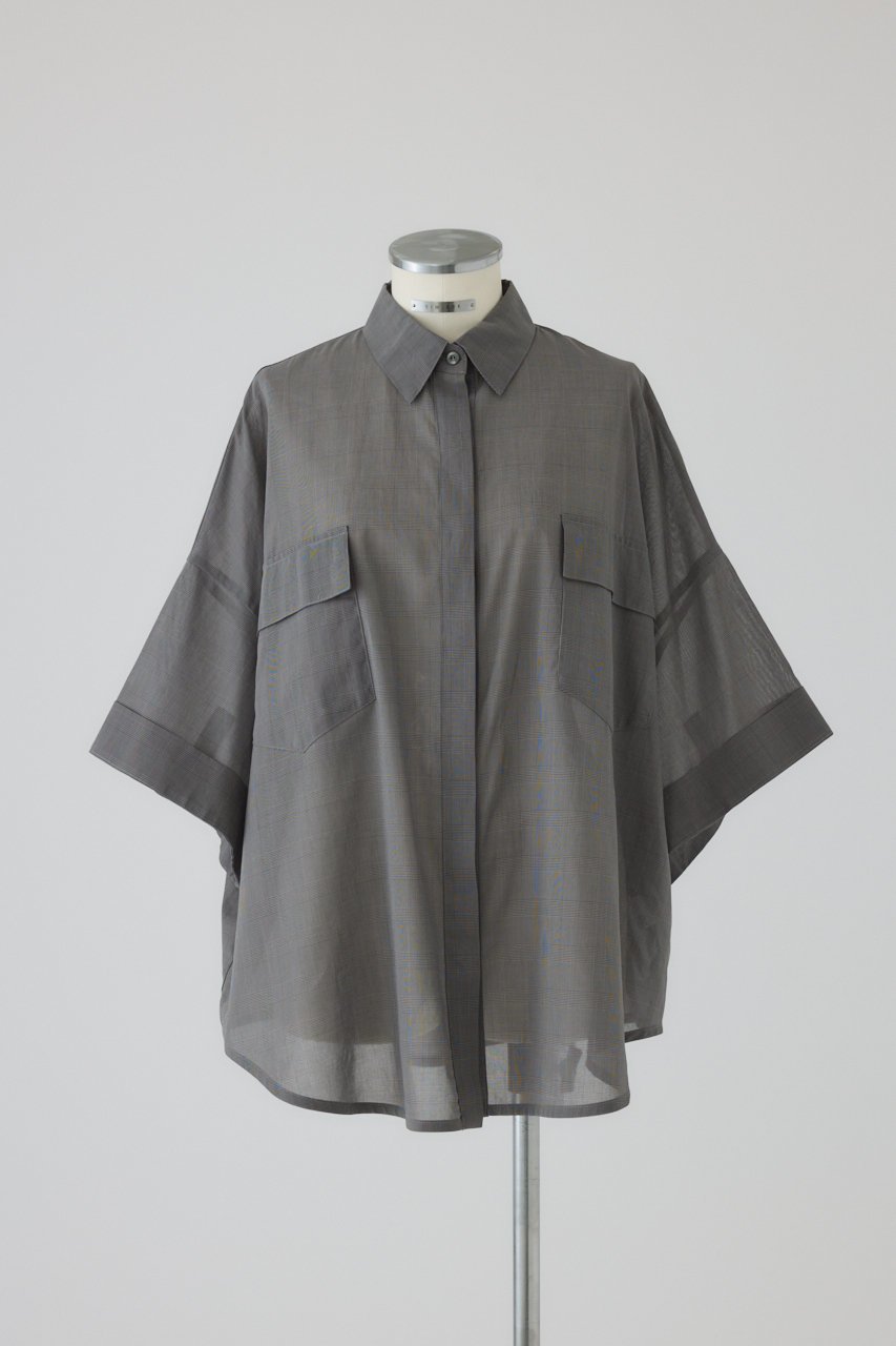 【リムアーク/RIM.ARK】のOversized check pattern SH/シャツ インテリア・キッズ・メンズ・レディースファッション・服の通販 founy(ファニー) 　ファッション　Fashion　レディースファッション　Fashion for Women　トップス・カットソー　Cut & Sew Tops　シャツ・ブラウス・オフィスカジュアル　Elegant Blouses & Button-Ups　エアリー　Airy Texture　クラシカル　Classical, Vintage-Inspired　ショート　Short, Short Length　スリーブ　Sleeve, Long Sleeve / Short Sleeve　チェック　Check, Plaid, Tartan　バランス　Balance, Style Balance　柄グレー|ID: prp329100004577583 ipo3291000000035790248