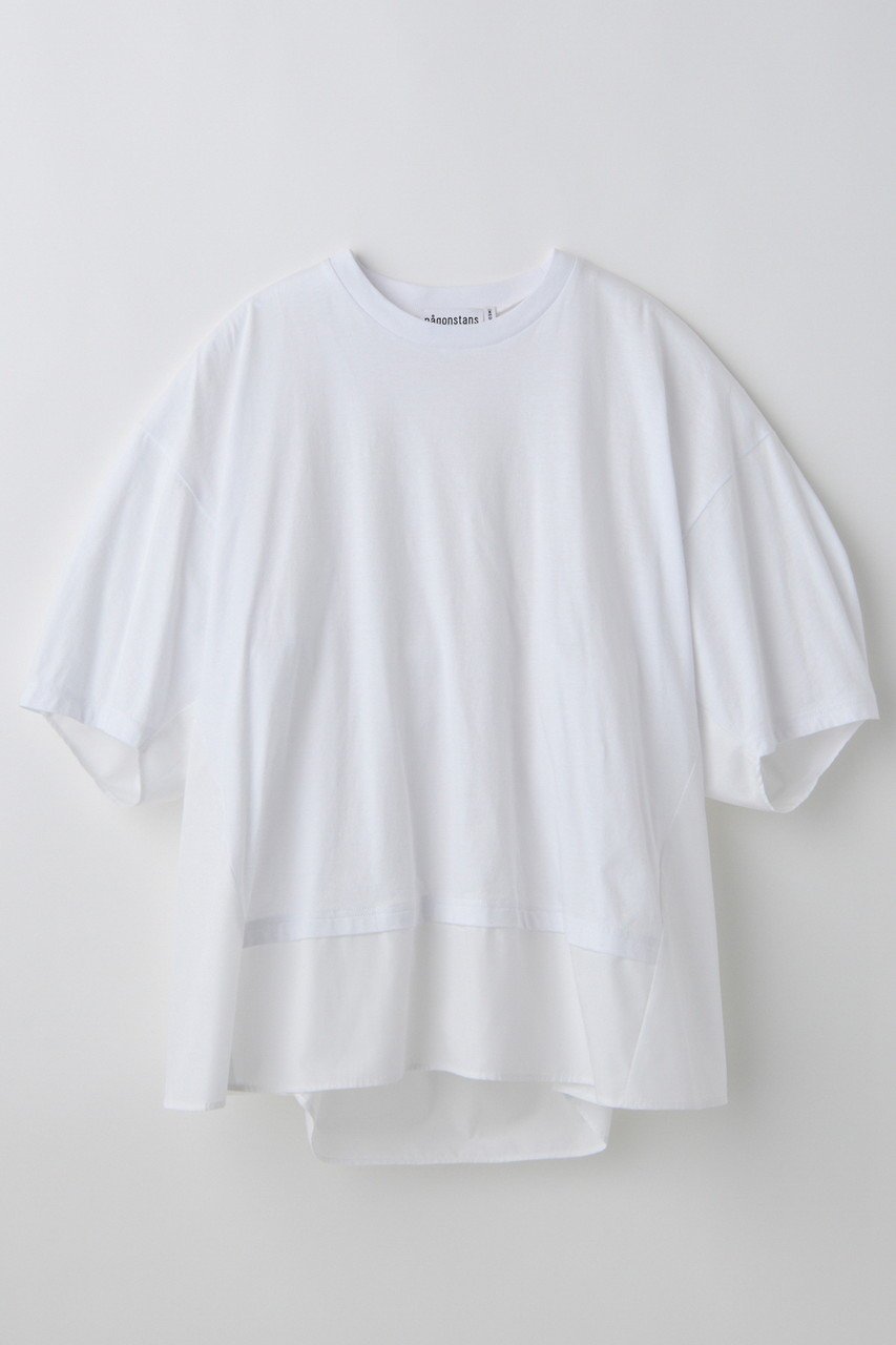 【ナゴンスタンス/nagonstans】のソフト天竺 WovenコンビT/SH Tシャツ インテリア・キッズ・メンズ・レディースファッション・服の通販 founy(ファニー) 　ファッション　Fashion　レディースファッション　Ladies' Fashion Online　トップス・カットソー　Tops/Tshirt　シャツ/ブラウス　Shirts/Blouses　ロング / Tシャツ　T-Shirts　カットソー　Cut and Sewn　カットソー　Cut And Sew　コンビ　Combination　ショート　Short　スリーブ　Sleeve　リラックス　Relax　再入荷　Restock/Back In Stock/Re Arrival　Salt|ID: prp329100004577585 ipo3291000000032423422