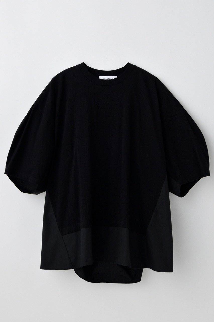 【ナゴンスタンス/nagonstans】のソフト天竺 WovenコンビT/SH Tシャツ インテリア・キッズ・メンズ・レディースファッション・服の通販 founy(ファニー) 　ファッション　Fashion　レディースファッション　Ladies' Fashion Online　トップス・カットソー　Tops/Tshirt　シャツ/ブラウス　Shirts/Blouses　ロング / Tシャツ　T-Shirts　カットソー　Cut and Sewn　カットソー　Cut And Sew　コンビ　Combination　ショート　Short　スリーブ　Sleeve　リラックス　Relax　再入荷　Restock/Back In Stock/Re Arrival　Black|ID: prp329100004577585 ipo3291000000032423424