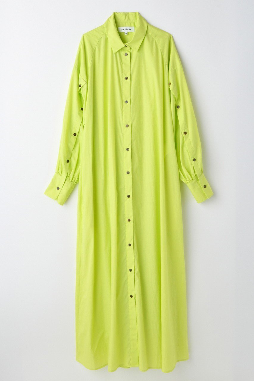 【エンフォルド/ENFOLD】のA-LINE DRESS/ドレス・ワンピース インテリア・キッズ・メンズ・レディースファッション・服の通販 founy(ファニー) 　ファッション　Fashion　レディースファッション　Ladies' Fashion Online　ワンピース　Dress　ドレス　Party Dresses　チュニック　Tunic　Aラインワンピース　A-line Dress　おすすめ　Recommend　カフス　Cuffs　チュニック　Tunic　ドレス　Dress　ヨーク　Yoke　ロング　Long　NEW・新作・新着・新入荷　New Arrivals　長袖　Long Sleeve　グリーン|ID: prp329100004577593 ipo3291000000032423457