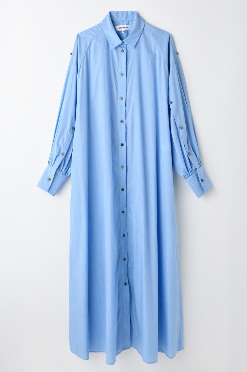 【エンフォルド/ENFOLD】のA-LINE DRESS/ドレス・ワンピース インテリア・キッズ・メンズ・レディースファッション・服の通販 founy(ファニー) 　ファッション　Fashion　レディースファッション　Ladies' Fashion Online　ワンピース　Dress　ドレス　Party Dresses　チュニック　Tunic　Aラインワンピース　A-line Dress　おすすめ　Recommend　カフス　Cuffs　チュニック　Tunic　ドレス　Dress　ヨーク　Yoke　ロング　Long　NEW・新作・新着・新入荷　New Arrivals　長袖　Long Sleeve　ライトブルー|ID: prp329100004577593 ipo3291000000032423459