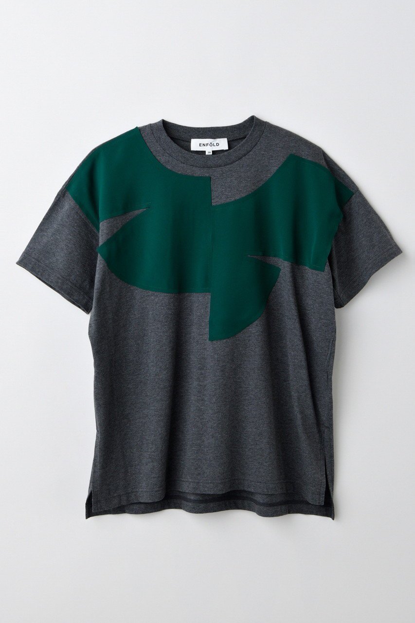 【エンフォルド/ENFOLD】のCOLLAR DOCKING T-SHIRT/Tシャツ インテリア・キッズ・メンズ・レディースファッション・服の通販 founy(ファニー) 　ファッション　Fashion　レディースファッション　Ladies' Fashion Online　トップス・カットソー　Tops/Tshirt　シャツ/ブラウス　Shirts/Blouses　ロング / Tシャツ　T-Shirts　カットソー　Cut and Sewn　アシンメトリー　Asymmetry　ショート　Short　スリーブ　Sleeve　セットアップ　Set Up　ドッキング　Docking　再入荷　Restock/Back In Stock/Re Arrival　チャコールグレー|ID: prp329100004577596 ipo3291000000032423471
