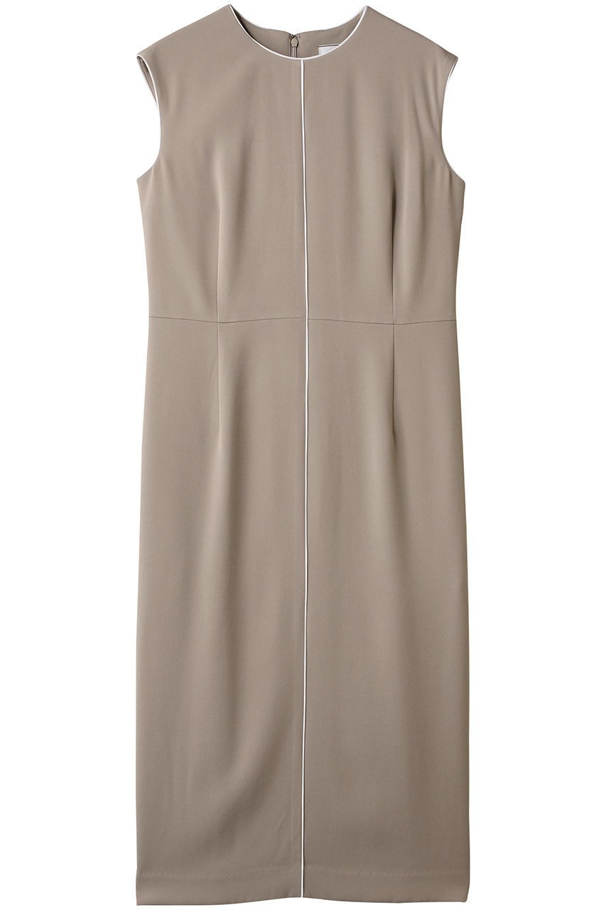 【ベイジ,/BEIGE,】のCINDY(シンディ)/クルーネックノースリーブワンピース インテリア・キッズ・メンズ・レディースファッション・服の通販 founy(ファニー) 　ファッション　Fashion　レディースファッション　Fashion for Women　ワンピース　Dresses　チュニック　Tunic Tops & Dresses　2025年　2025　2025-2026秋冬・A/W　Autumn/Winter 2025–26 AW25–26　オケージョン　Occasion Wear　ジャケット　Jacket, Outerwear　センター　Center, Center Line　チュニック　Tunic, Long Top　パイピング　Piping, Trim Design　ファブリック　Fabric, Textile　ロング　Long, Long-Length　エレガント 上品　Elegant　A/W・秋冬　Autumn/Winter　Taupe × White|ID: prp329100004577630 ipo3291000000032423719