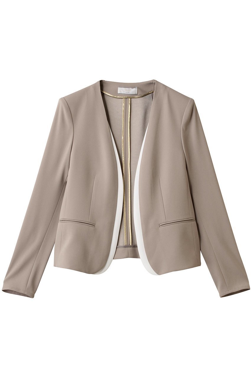 【ベイジ,/BEIGE,】のCINDY(シンディ)/ダブルカラージャケット インテリア・キッズ・メンズ・レディースファッション・服の通販 founy(ファニー) 　ファッション　Fashion　レディースファッション　Fashion for Women　アウター　Coat / Outerwear Collection　レディースジャケット・軽アウター　Jackets　2025年　2025　2025-2026秋冬・A/W　Autumn/Winter 2025–26 AW25–26　ジャケット　Jacket, Outerwear　スリム　Slim, Slim Fit　タイトスカート　Pencil Skirt, Tight Skirt　ダブル　Double, Double-Breasted　フォーマル　Formal, Dressy　エレガント 上品　Elegant　A/W・秋冬　Autumn/Winter　Taupe × White|ID: prp329100004577637 ipo3291000000032423775