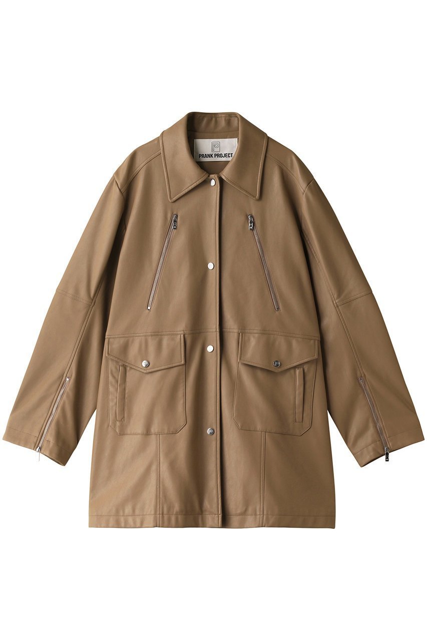【プランク プロジェクト/PRANK PROJECT】の【UNISEX】ヴィーガンレザーミドルコート / Vegan Leather Middle Coat インテリア・キッズ・メンズ・レディースファッション・服の通販 founy(ファニー) 　ファッション　Fashion　レディースファッション　Ladies' Fashion Online　アウター　Coat Outerwear　コート　Coats　ユニセックス　Unisex　ミドル　Middle　メタル　Metal　リアル　Real　ロング　Long　今季　This Season　冬　Winter　BGE(ベージュ)|ID: prp329100004577654 ipo3291000000032423893