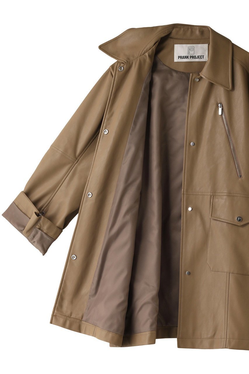 【プランク プロジェクト/PRANK PROJECT】の【UNISEX】フェイクレザーミドルコート / faux Leather Middle Coat 人気、トレンドファッション・服の通販 founy(ファニー) 　ファッション　Fashion　レディースファッション　Fashion for Women　アウター　Coat / Outerwear Collection　コート・ロングコート・ピーコート　Long Coats, Peacoats & More　ユニセックス　Unisex, Genderless　ミドル　Middle Length, Mid Height　メタル　Metal, Metal Parts　リアル　Real, Realistic　ロング　Long, Long-Length　今季　This Season, Current Season　冬　Winter / This Winter　other-7|ID: prp329100004577654 ipo3291000000035687396