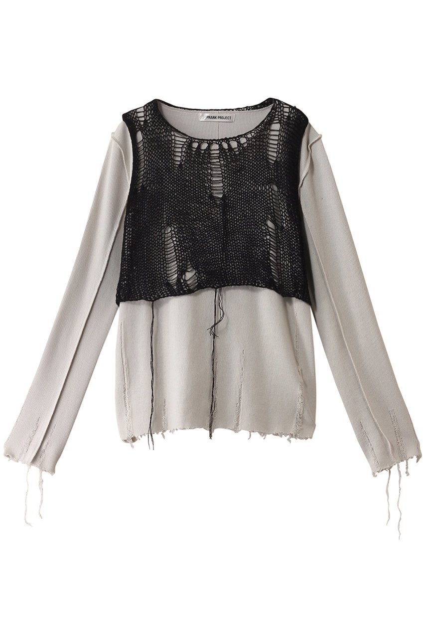 【プランク プロジェクト/PRANK PROJECT】のメッシュレイヤードトップ / Mesh Layered Top 人気、トレンドファッション・服の通販 founy(ファニー) 　ファッション　Fashion　レディースファッション　Ladies' Fashion Online　トップス・カットソー　Tops/Tshirt　シャツ/ブラウス　Shirts/Blouses　ロング / Tシャツ　T-Shirts　カットソー　Cut and Sewn　カットソー　Cut And Sew　スリーブ　Sleeve　ダメージ　Damage　メッシュ　Mesh　ロング　Long　 other-1|ID: prp329100004577671 ipo3291000000032424018